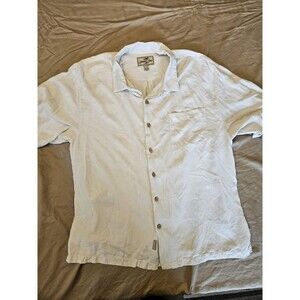 Tommy Bahama Men's XL White Silk Blend Hawaiian Shirt Palm Tree Short Sleeve